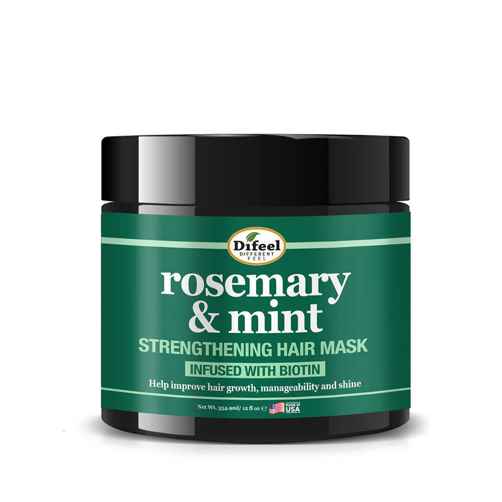 Difeel Rosemary and Mint Strengthening Hair growth Mask with Natural Rosemary Oil and Biotin 12 oz