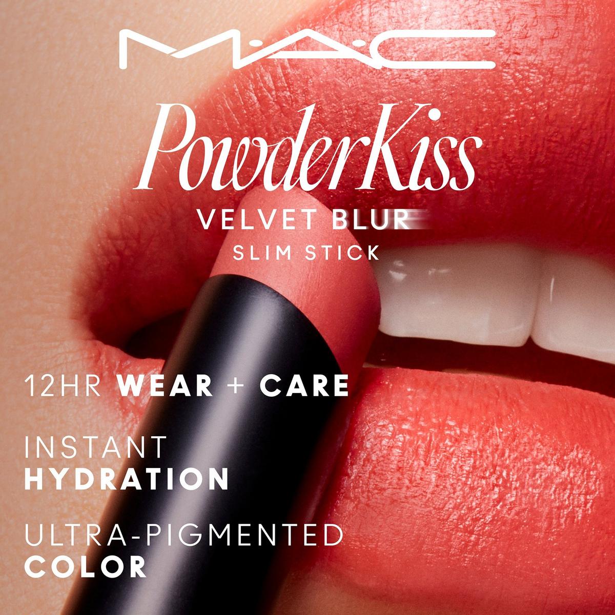 MAC Powder Kiss Velvet Blur Slim Moisturizing Matte Lipstick.